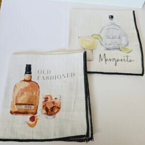 NWT Karma Speakeasy 100% Linen Napkins 4 Count 4 Designs